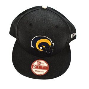 New Era 9Fifty Mens NFL Los Angeles Rams Heather Black Snapback Hat Cap New